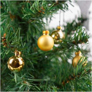 Afbeelding van Kerstboomdecoratieset met 36 kerstballen (Ø2 cm) - goud - matte, glanzende en glitter afwerking -