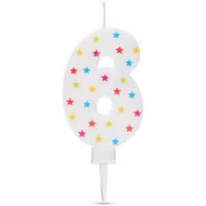 Afbeelding van Verjaardagskaars cijfer 6 - 7×4 cm - taartkaars - decoratieve cijferkaars voor feest & verjaardag