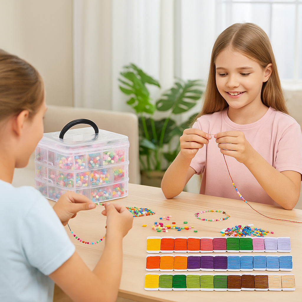 Afbeelding van N'JOY LIFE - DIY Sieraden Maken Set – 4655-delig Knutselpakket voor Meisjes – In 3 laags opbergbox