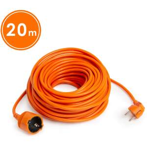 Afbeelding van Verlengsnoer - 20 m - Oranje - 90° Stekker - CEE 7/7 naar Schuko CEE 7/4 - 3×1,5 mm² H05VV-F - 250V AC -