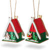 Afbeelding van Kerst LED decoratie huis - warm wit - hout - 2 soorten - 6,9 x 8,9 x 6 cm - 12 stuks / display 1 Stuks