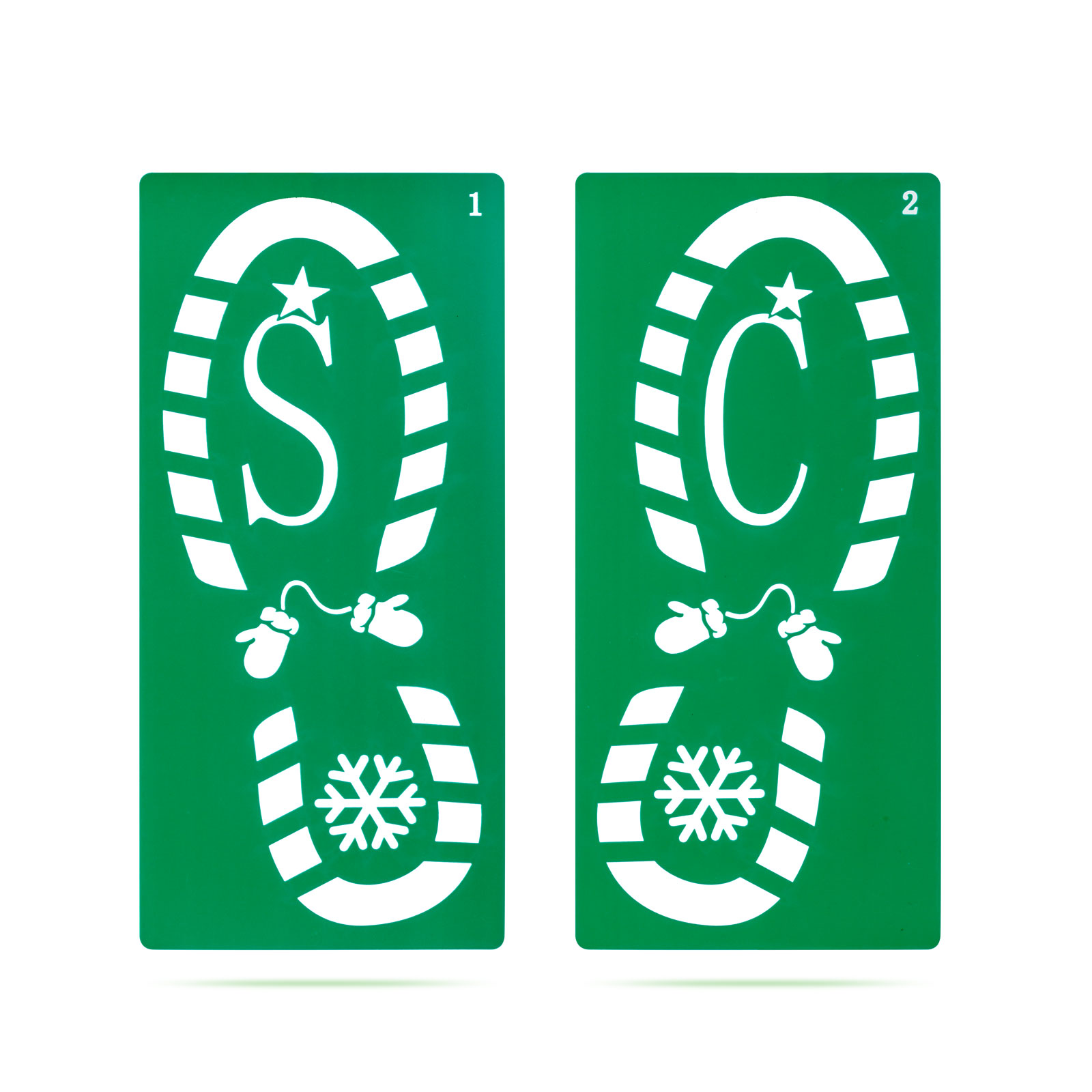 Afbeelding van Kerst voetstappen sjabloonset – Kunststof stencil 30,5 x 14 cm – Voor kerstman en elf voetafdrukken