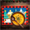 Afbeelding van Kerst placemat kerstman – Rechthoekige tafelmat 46 x 32 cm – Feestelijk kerstdesign in rood en zwart –