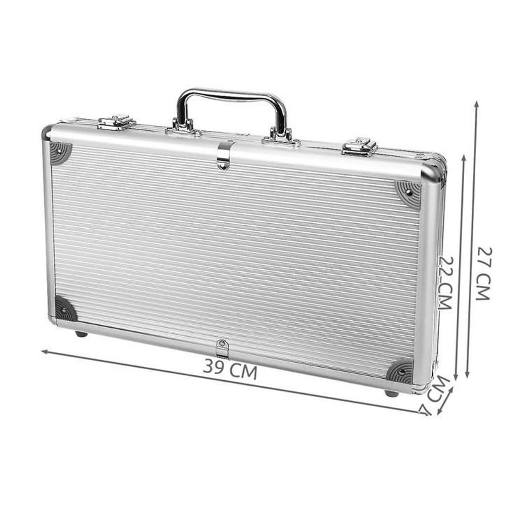 Afbeelding van Poker Set in Aluminium Koffer - 300 Chips, 2 Kaartspellen, Dobbelstenen - Inclusief Sleutel & Dealer Chip