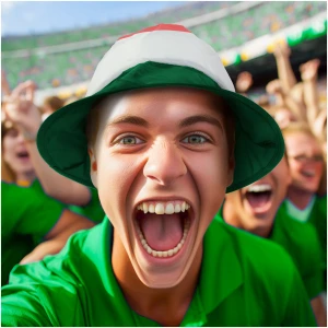 Afbeelding van Supportershoed - Ademend Polyester - 20/28 cm - Rood/Wit/Groen - Lichtgewicht - Voor Sportevenementen &