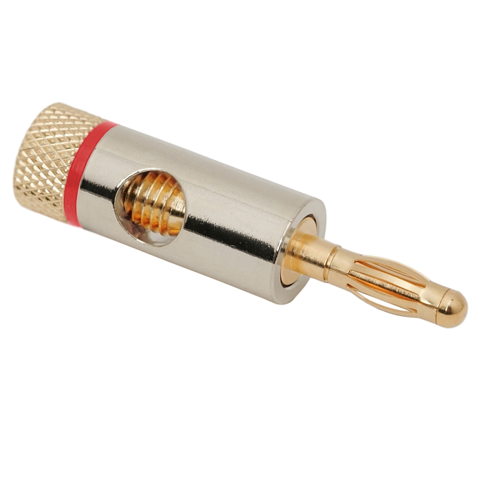 Afbeelding van Vergulde Bananenstekker 4 mm – Banana Plug voor Luidspreker & Meetkabel – Tot 4 mm Kabel – Rode