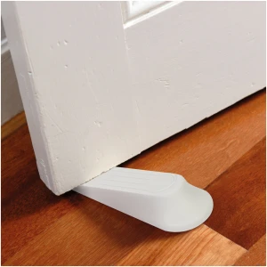 Afbeelding van Deurwig / deurstop / deurblokker - wit kunststof - antislip, stevig, weerbestendig - 4 stuks per set [56197]