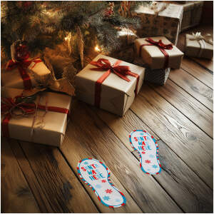Afbeelding van Kerstdecoratie - "Santa was here" voetafdruksticker - 25 x 10 cm - 2 stuks / verpakking 1 Stuks