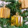 Afbeelding van Kerstdecoratieset - 6 gouden cadeau-ornamenten (4,5 cm) - glanzend, mat & glitter - kunststof