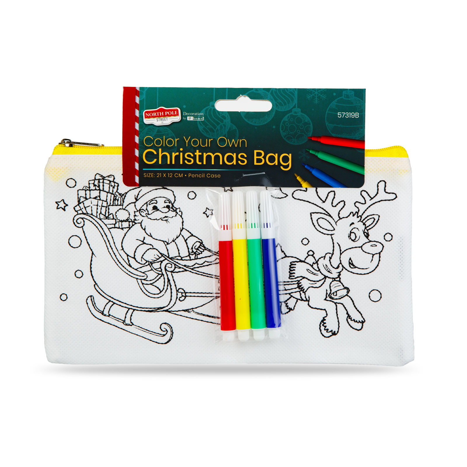 Afbeelding van Kleurbare Etui – Knutsel Etui Met 4 Stiften – Creatieve Pennenzak Voor Kinderen – Personaliseerbaar