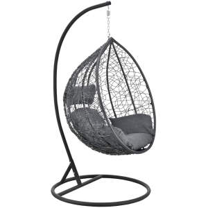 Afbeelding van Hangstoel ei-vorm - met kussen, grijs - 170×110×153 cm - metalen frame, max. 100 kg draagkracht [PR957] -