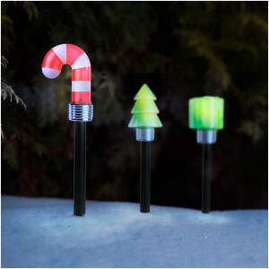 Afbeelding van Solar Kerstlamp Met LED Verlichting – Cadeau Kerstboom Of Zuurstok – Koud Wit Licht – Werkt Op