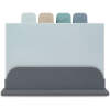 Afbeelding van Bewello - 4-delige Snijplankenset met Houder in Grijs, Beige, Blauw en Groen - Snijplank Kunststof - 6860