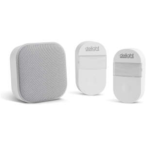 Afbeelding van 2-in-1 draadloze deurbel & nachtlamp - Kinetisch / batterijloos - 2 buitenunits - wit - 36 melodieën -