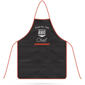 Afbeelding van BBQ schort - zwart met rode rand, waterafstotend, 61 x 75,5 cm, met grote zak [56294A] - 68bc fc09 4f8f a115