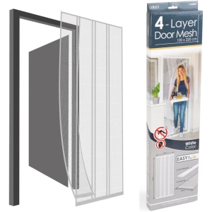 Afbeelding van Delight - Vliegengordijn voor Deur - Hordeuren - 4 Laags Lamellenhor - Hordeur Wit- Zelfklevend - Deurhor met