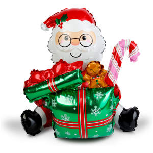 Afbeelding van Kerstballon kerstman – Grote folieballon 60 x 65 cm – Feestelijke kerstdecoratie om op te blazen met