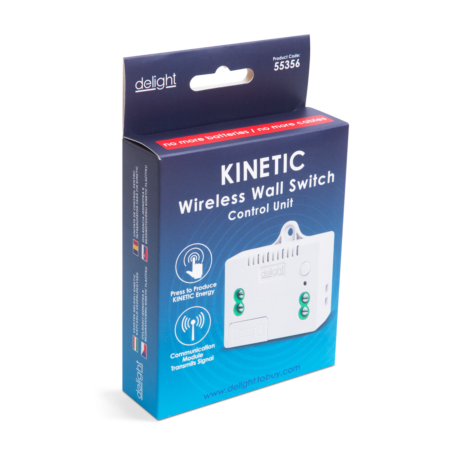 Afbeelding van Draadloze KINETIC wandschakelaar regelunit - 110-230V, 500W - 433MHz - compatibel met Delight KINETIC
