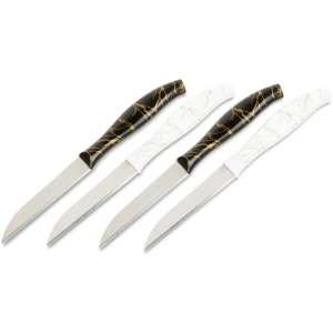 Afbeelding van Keukenmes set 15 cm zwart/wit 4 stuks RVS schilmesjes snijden hakken keuken [56316A] - 6a5a 5cc4 4de4 a360