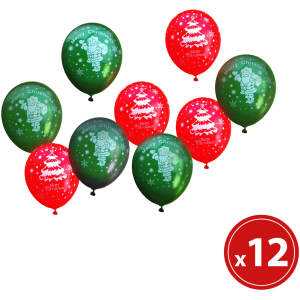 Afbeelding van Ballonnenset - rood-groen met kerstmotieven - 12 stuks / verpakking 1 Stuks [58752] - 6b02 3022 4092 a512