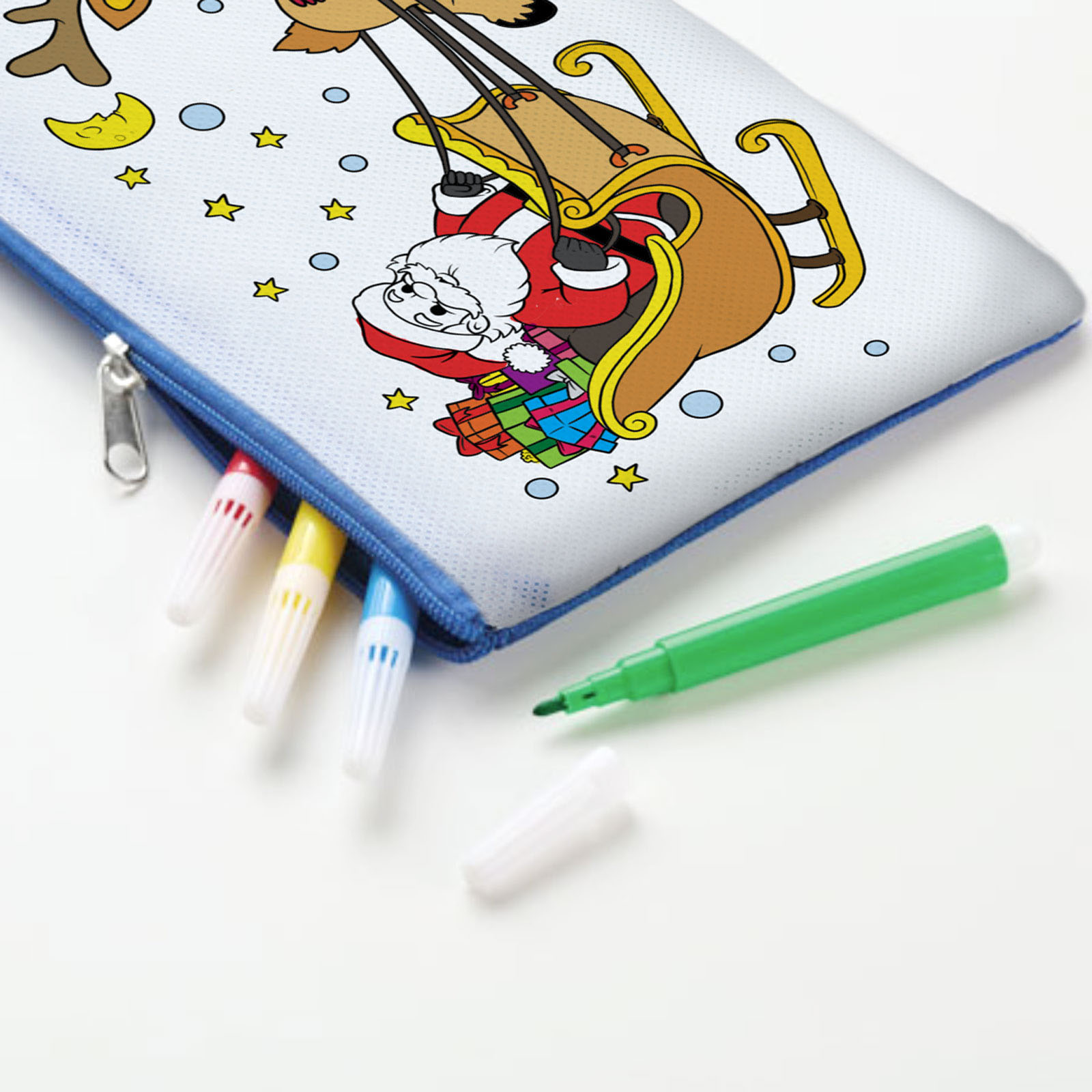 Afbeelding van Kleurbare Etui – Knutsel Etui Met 4 Stiften – Creatieve Pennenzak Voor Kinderen – Personaliseerbaar