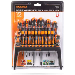 Afbeelding van 19-Delige Schroevendraaierset met Standaard – PH / Torx / Sleuf – Chroom Vanadium – Magnetische Koppen