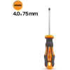 Afbeelding van Platte Schroevendraaier 4.0 mm – Sleufschroevendraaier 75 mm – Chroom Vanadium Staal – Antislip