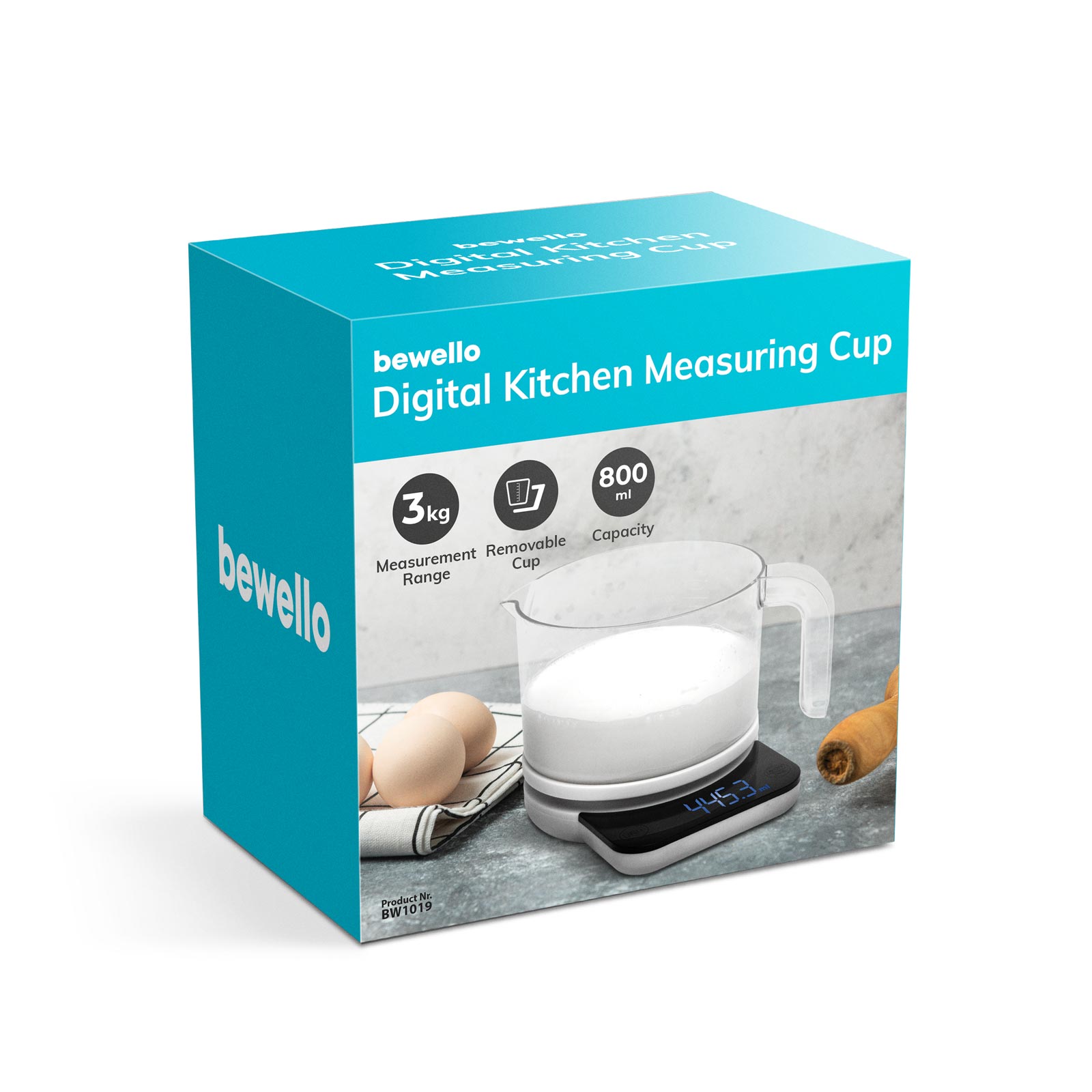 Afbeelding van Digitale Maatbeker 800 ml met Keukenweegschaal - LCD Display - Tare Functie - 2x AAA - Voor Vloeistoffen