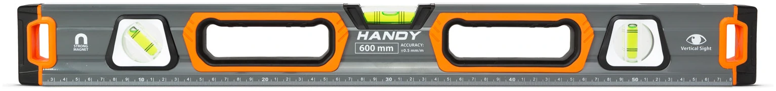 Afbeelding van Handy - Magnetische waterpas 60 cm – Professionele aluminium waterpas met spiegelvenster en meetlat