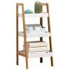 Afbeelding van Boekenkast met 3 planken - Kastje met 3 etages - Bijzet Kast - Wit / Hout - 35 x 30 x 75 cm - wit 1 Stuks