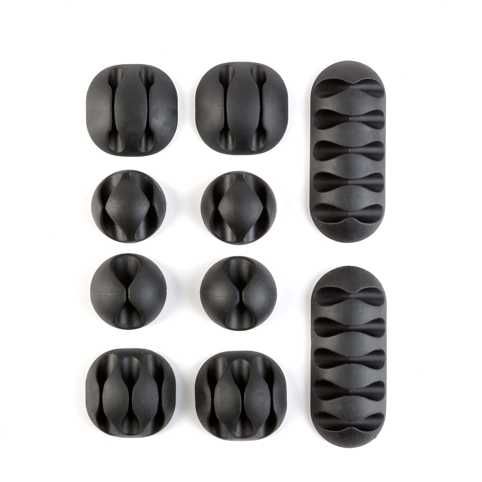 Afbeelding van Zelfklevende kabelorganiser kit - 10× zwarte TPR kabelclips voor strak bureau-management - zelfklevend -