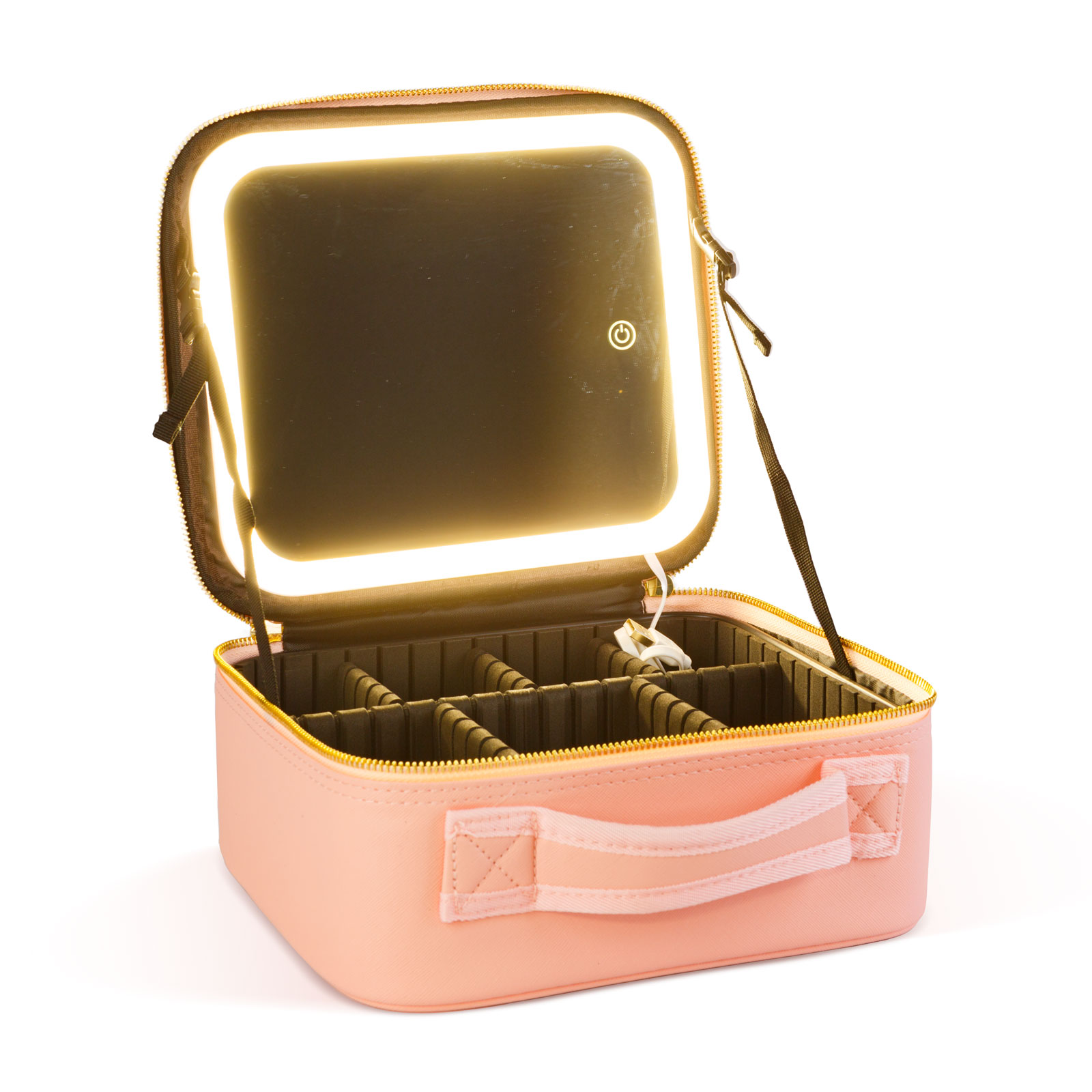 Afbeelding van Make-up Tas met Ingebouwde Spiegel - Zwart - Compacte Toilettas voor Reizen of Dagelijks Gebruik - 1 Stuks