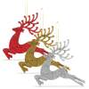 Afbeelding van Kerstboomversiering - glitter rendier - 12 cm - rood / goud / zilver - 4 stuks / verpakking 1 Stuks [58680] -