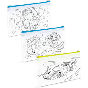 Afbeelding van Kleurbare Etui – Knutsel Etui Met 4 Stiften – Creatieve Pennenzak Voor Kinderen – Personaliseerbaar