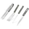 Afbeelding van BBQ set 4 stuks met houten handvat in tas tong vork spatel mes bieropener roestvrij staal [56304C] - 78fa