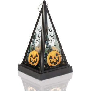 Afbeelding van Halloween LED lantaarn - pompoen - warm wit - zwart - 9,5 x 9,5 x 17 cm - 2 x AAA 1 Stuks [56549A] - 7d1a