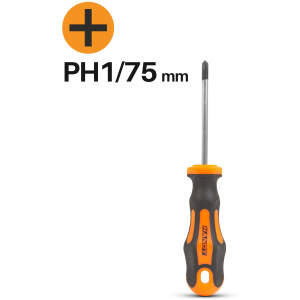 Afbeelding van Kruiskopschroevendraaier PH1 – Phillips Schroevendraaier 75 mm – Chroom Vanadium Staal – Antislip