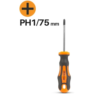 Afbeelding van Kruiskopschroevendraaier PH1 – Phillips Schroevendraaier 75 mm – Chroom Vanadium Staal – Antislip