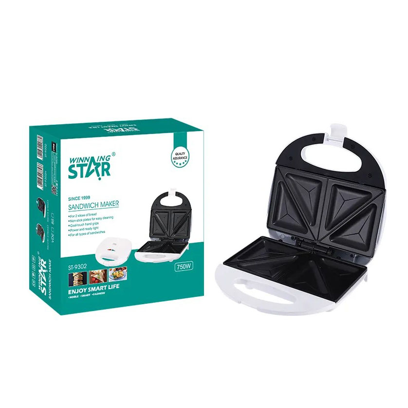 Afbeelding van WinningStar Tostiapparaat & Sandwichmaker - 750W - Antiaanbakplaten voor 2 Tosti’s - Wit Design - 1