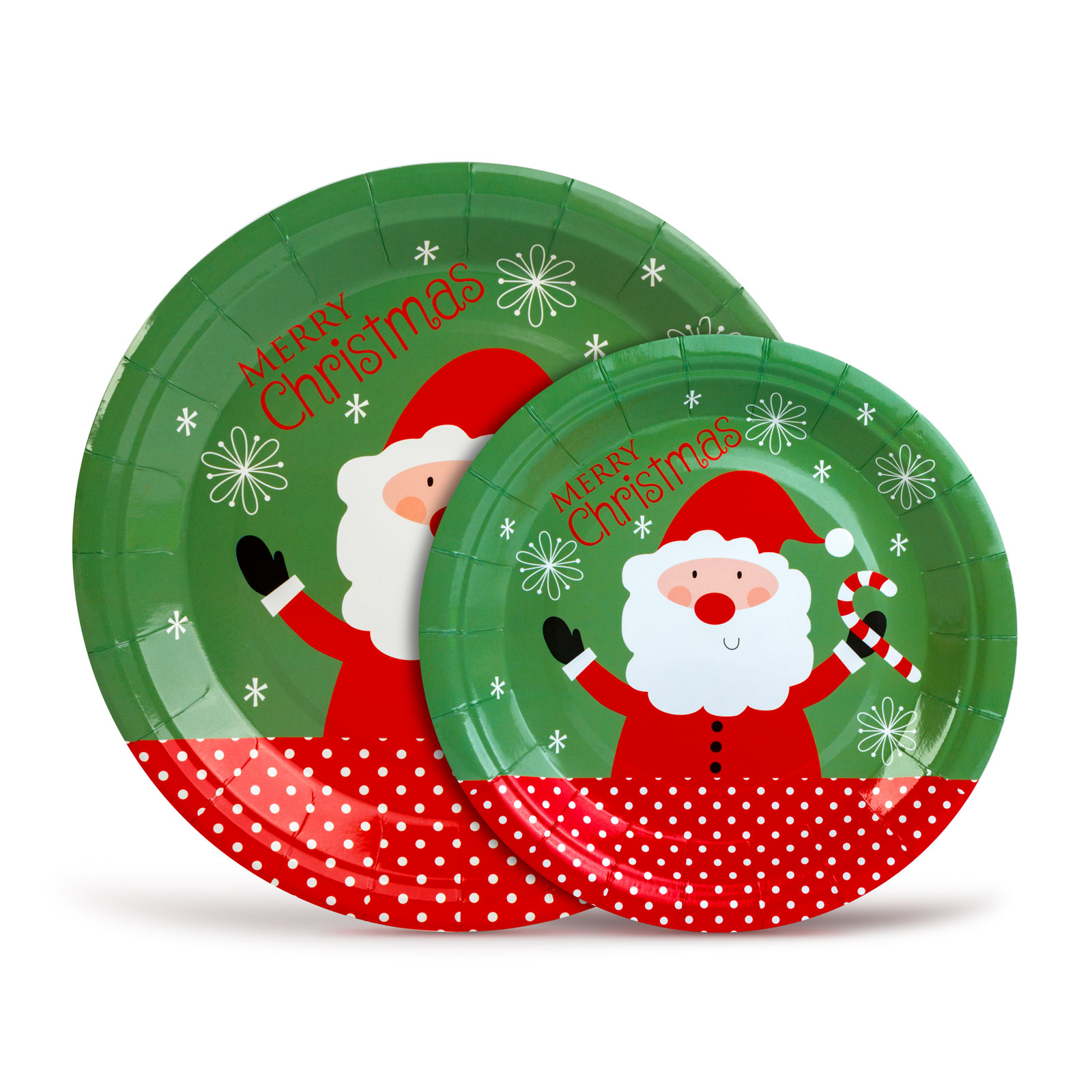 Afbeelding van Kerst Papieren Borden Set Santa – Wegwerpborden Met Kerstman Design – Ø 16,5 Cm En Ø 23 Cm – Voor