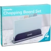 Afbeelding van Bewello - 4-delige Snijplankenset met Houder in Grijs, Beige, Blauw en Groen - Snijplank Kunststof - 8676