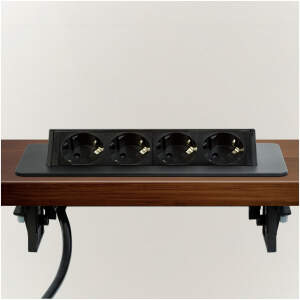 Afbeelding van Inbouw Stopcontact Flip-Up – Verzonken Stekkerdoos – 4-Voudig Met Kinderbeveiliging – Voor Bureau En