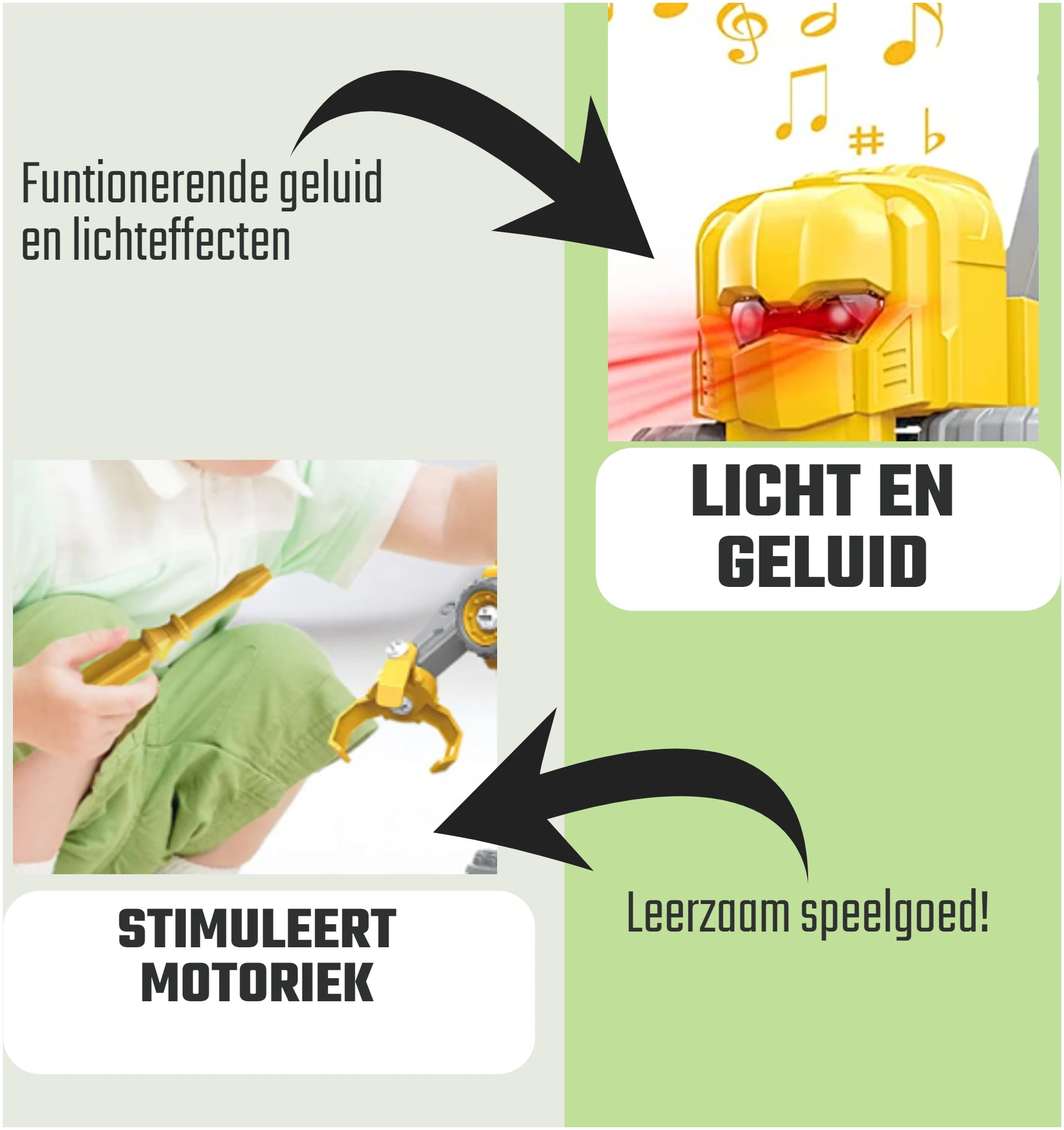 Afbeelding van N'JOY Life - Robot speelgoed - Geel 5 in 1 - Robots - Politie - Brandweerauto - Bouwpakket -