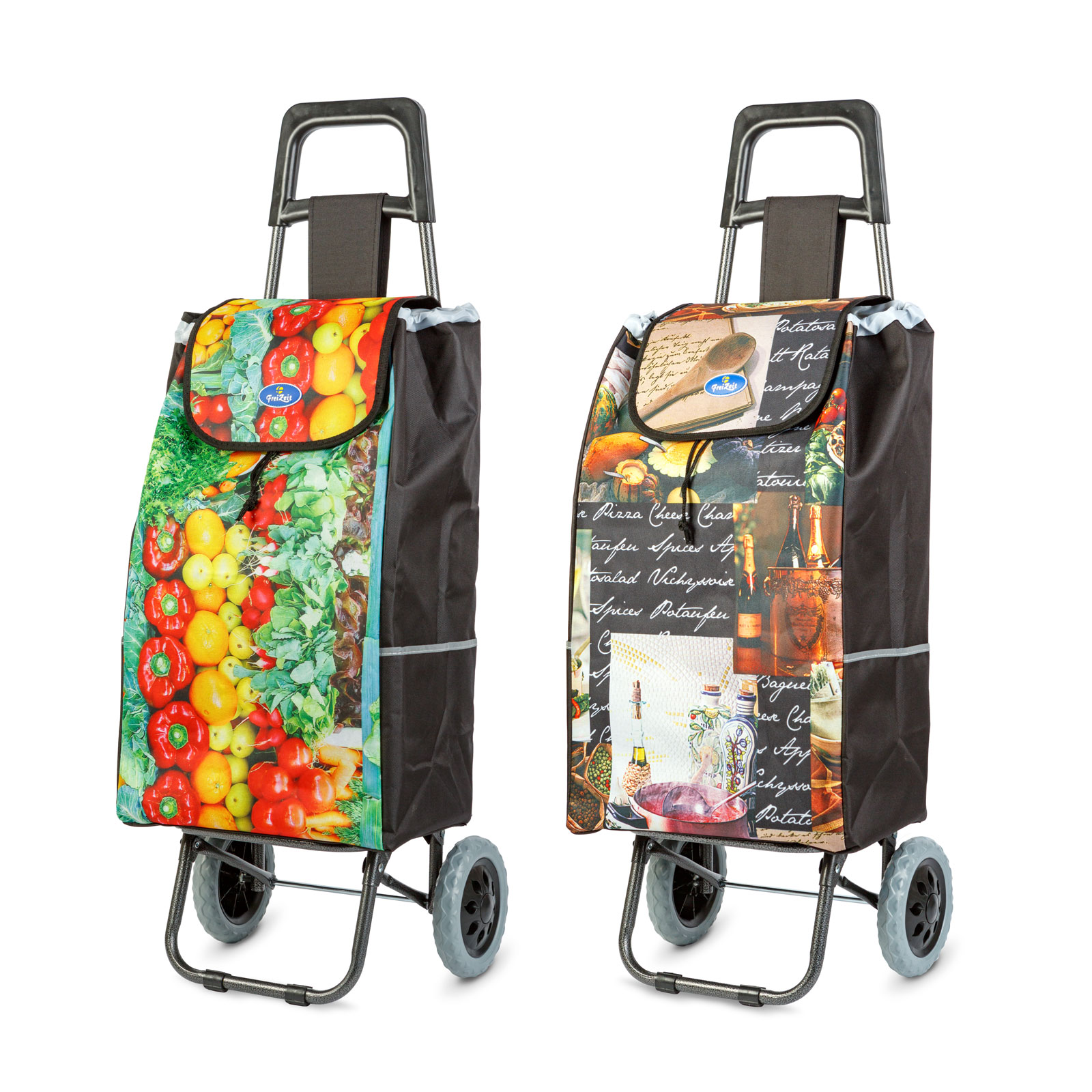 Afbeelding van Boodschaptas met Wieltjes - Uittrekbaar - Willekeurig design - 100 x 36 x 25 cm - Polyester - Max. 30 kg