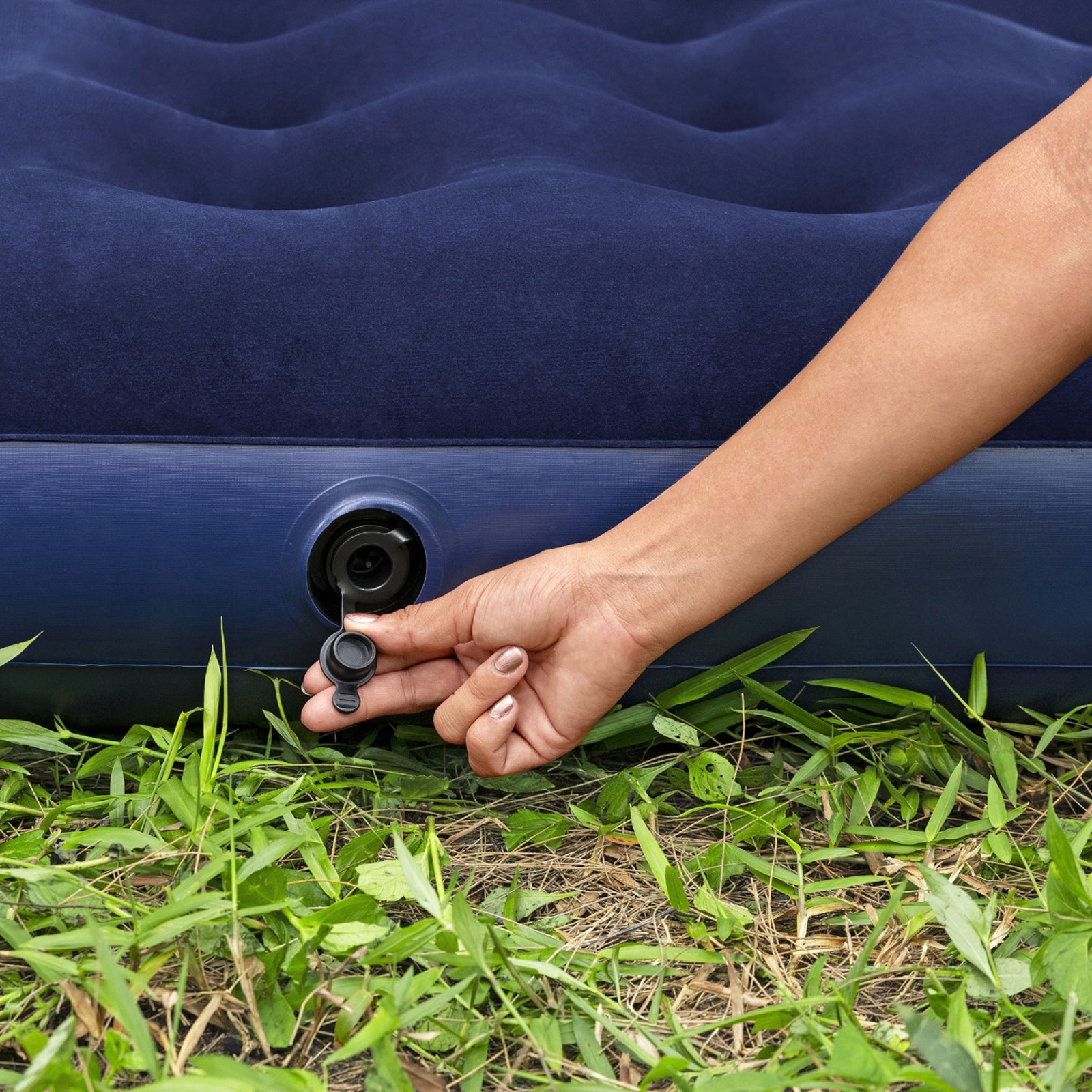 Afbeelding van Bestway éénpersoons (of tweepersoons) Velours Luchtbed 191×137×22 cm - Enkel & comfortabel - Blauw -