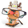 Afbeelding van Kerst brillenhouder van hout – Tafeldecoratie 14 x 10 cm – Kerstman, rendier, elf of sneeuwpop design