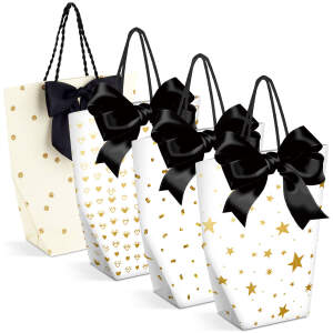 Afbeelding van Cadeauzakje - papier - 114 x 64 x 146 mm - 4 soorten / verpakking 12 Stuks [58308] - 92b7 e405 499c a7a2