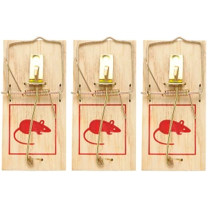 Afbeelding van Houten muizenval - Traditioneel ontwerp - Sterke metalen veer - 3 stuks - 100x45 mm - Natuurlijke houtkleur -