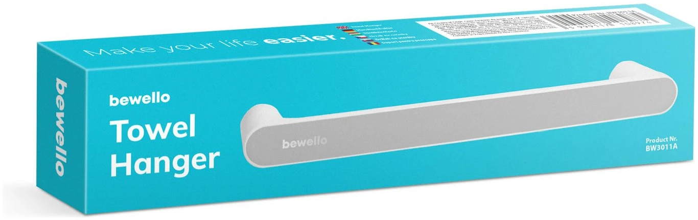 Afbeelding van Zelfklevende Handdoekhouder 26 cm - BW3011A - SoftTouch - Grijs/Wit - Badkamer Organizer - 94e0 637c 4ba5