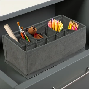 Afbeelding van Opvouwbare stoffen opbergdoos - 32 x 16 x 11 cm - 12 vakken - grijs [BW2079] - 9605 3ac7 4d2f 8eb4